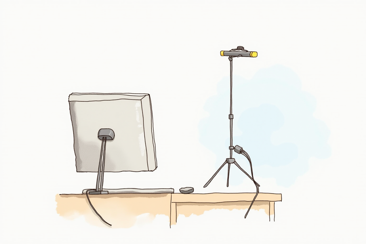 Single rectangular key light beside a webcam
