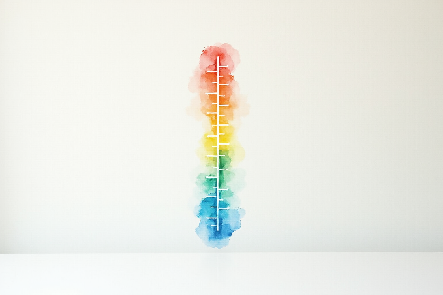 Color temperature spectrum from warm to cool on a desk