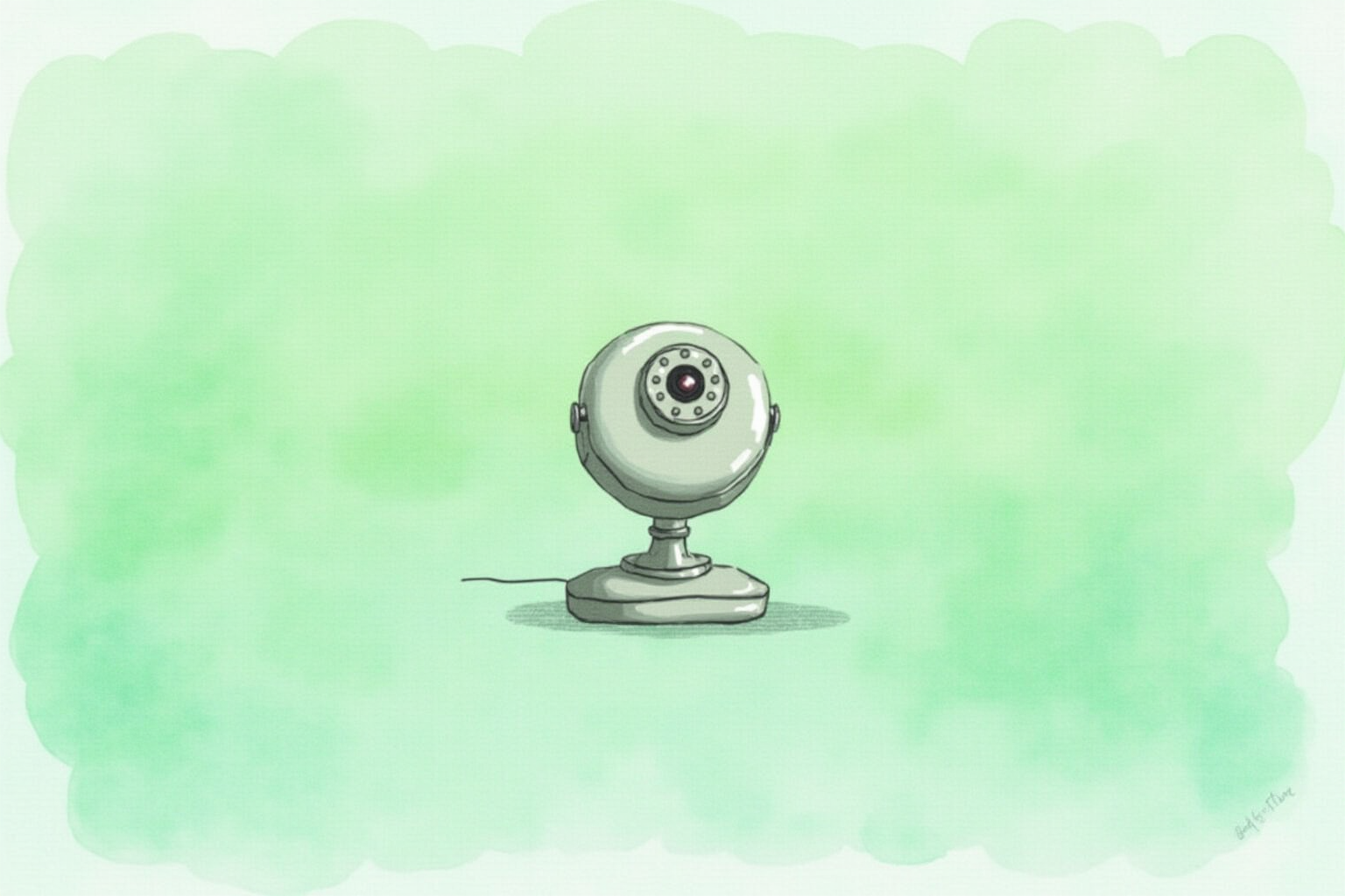 Webcam framing a person against a clean green backdrop