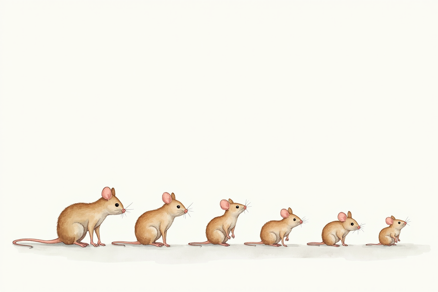 Multiple vertical mice in different sizes side by side