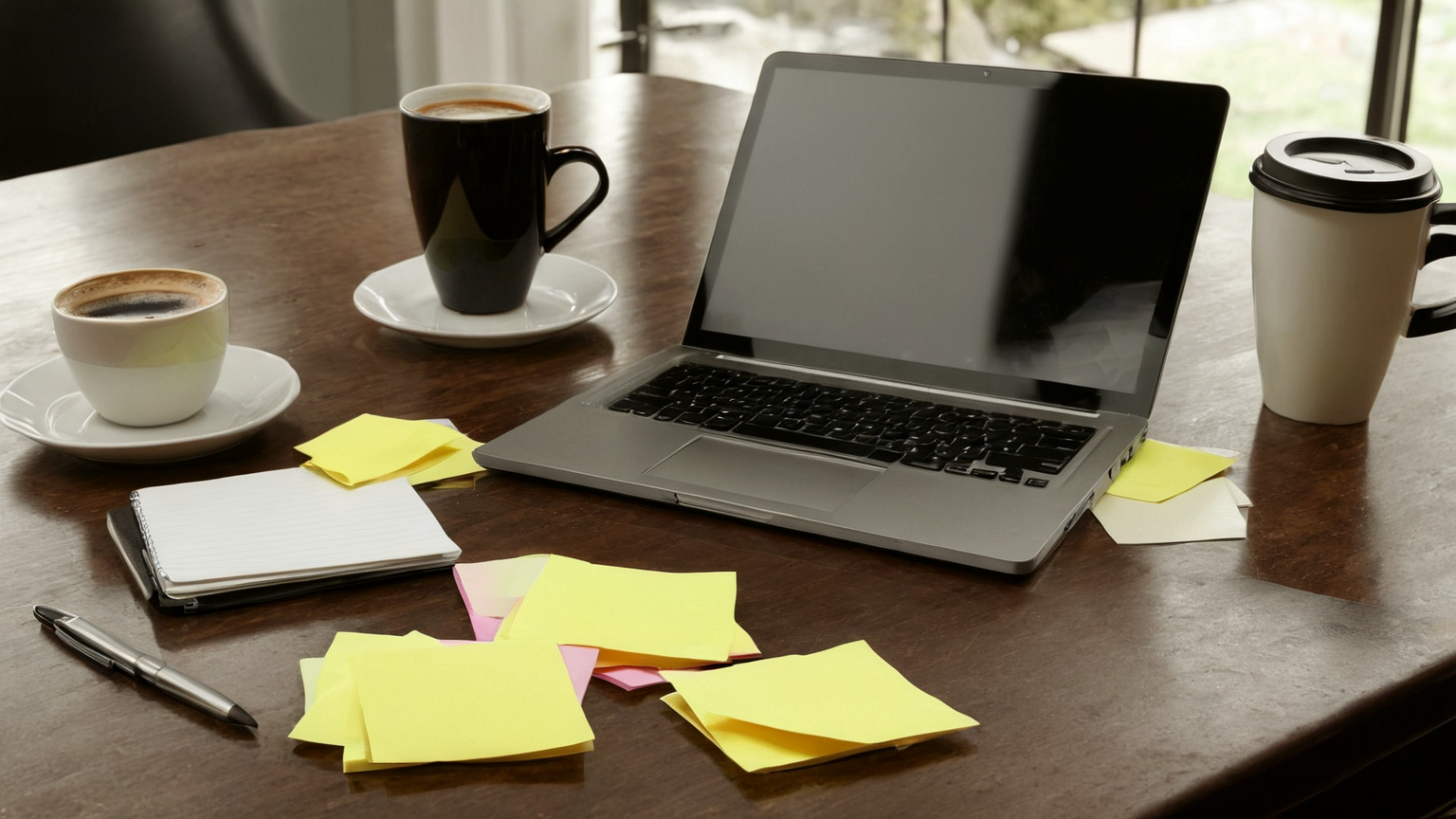 Blank meeting notes triage desk for remote work
