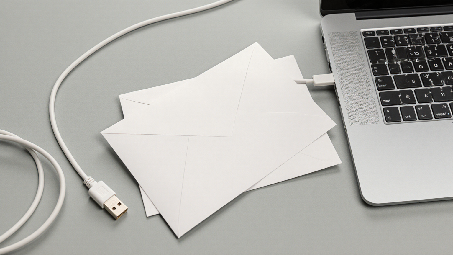 Sealed envelope, closed laptop, and disconnected cable for independent verification