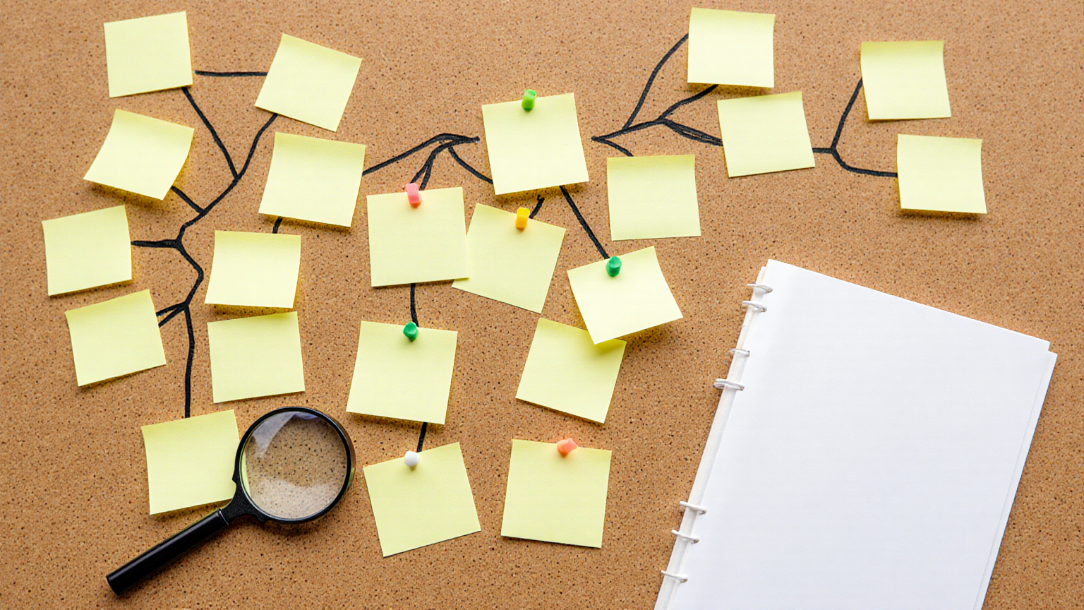 Blank decision notes arranged for a job-offer review