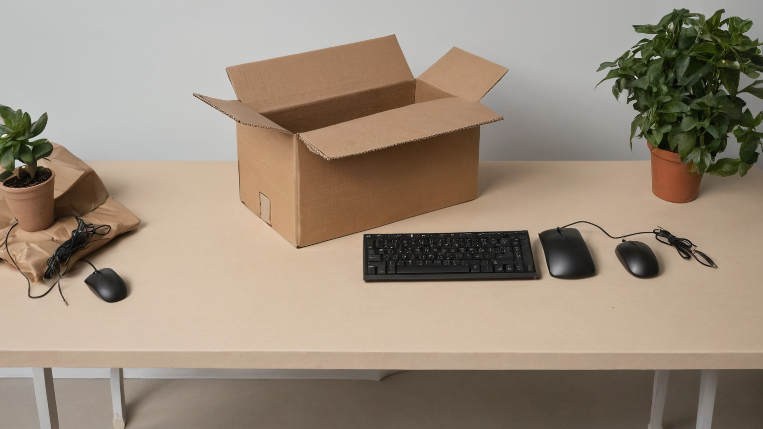 Closed laptop and unbranded equipment package awaiting verification