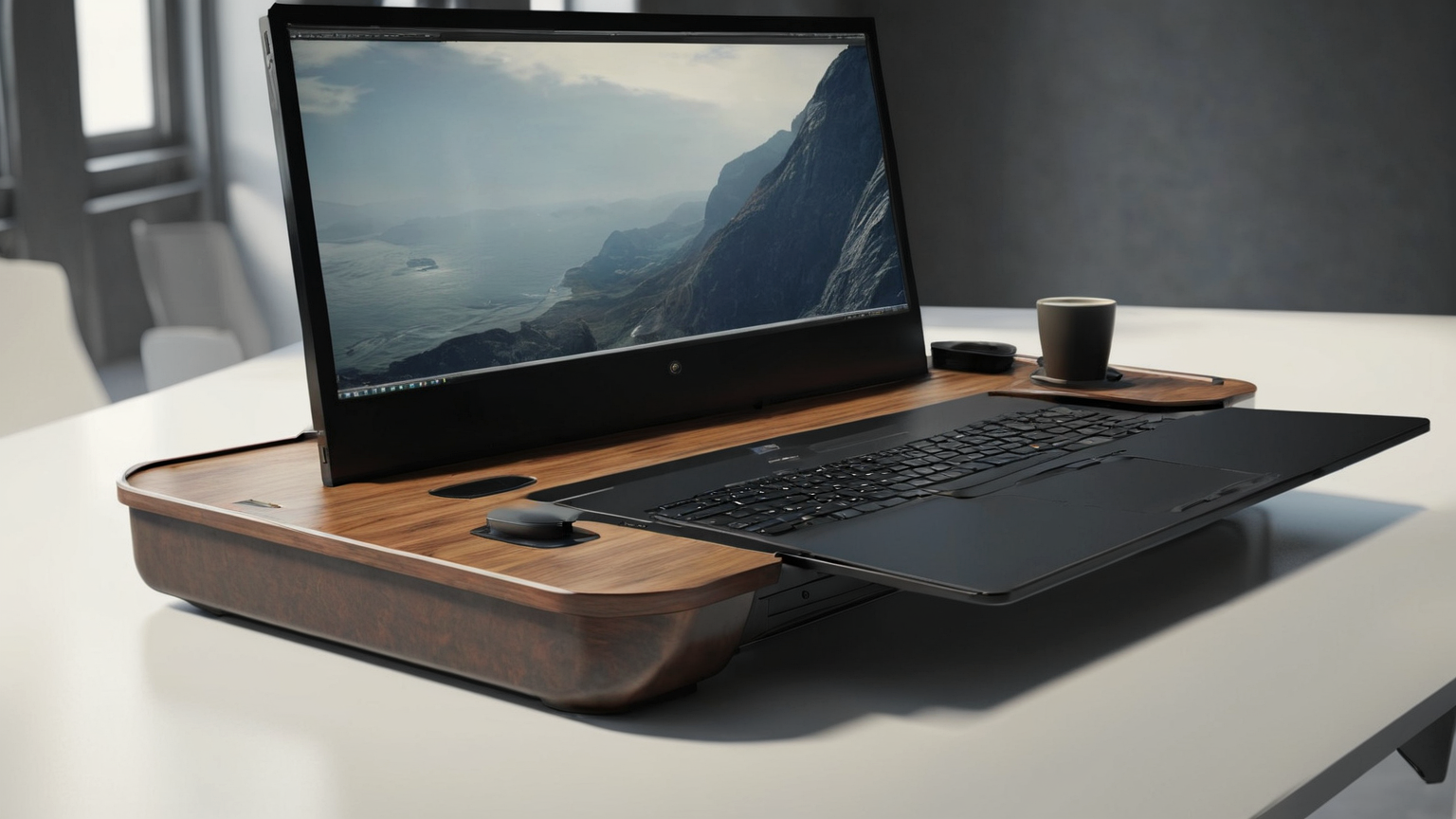 Eye level portable monitor alignment on a small desk