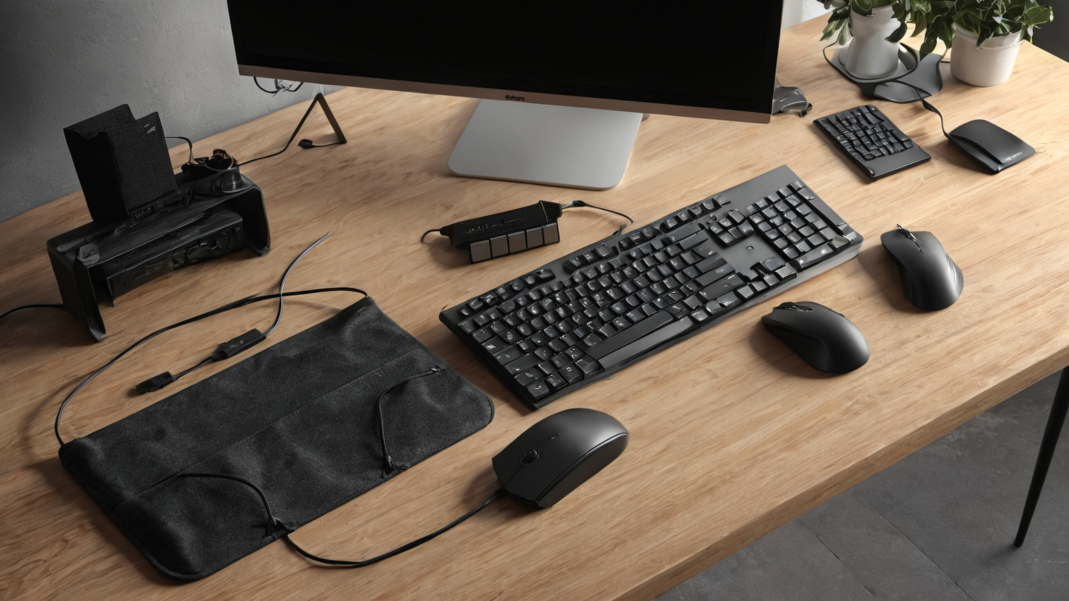 Packable remote work kit for coworking or hotel desk