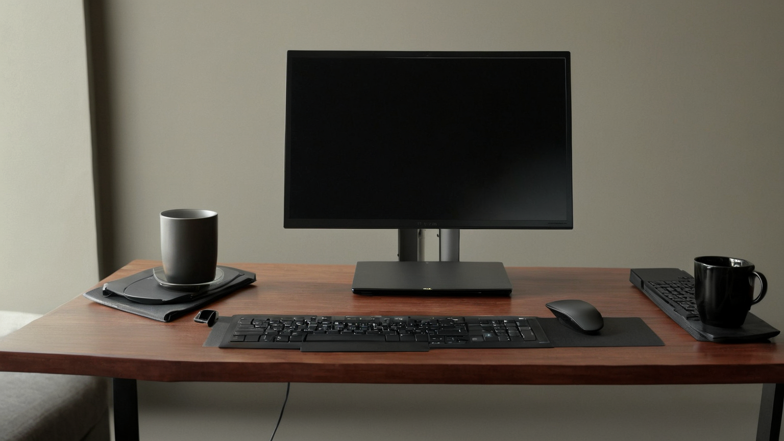 Portable monitor remote work setup with ergonomic travel gear